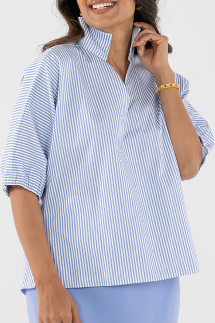 Casual V-Neck Stripe Top