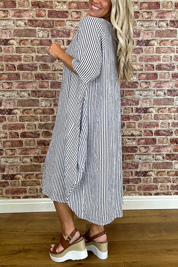 Casual Pocket Stripes Dress