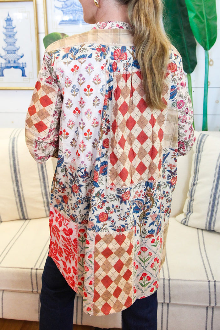 Casual Wildflower Mosaic Blouse