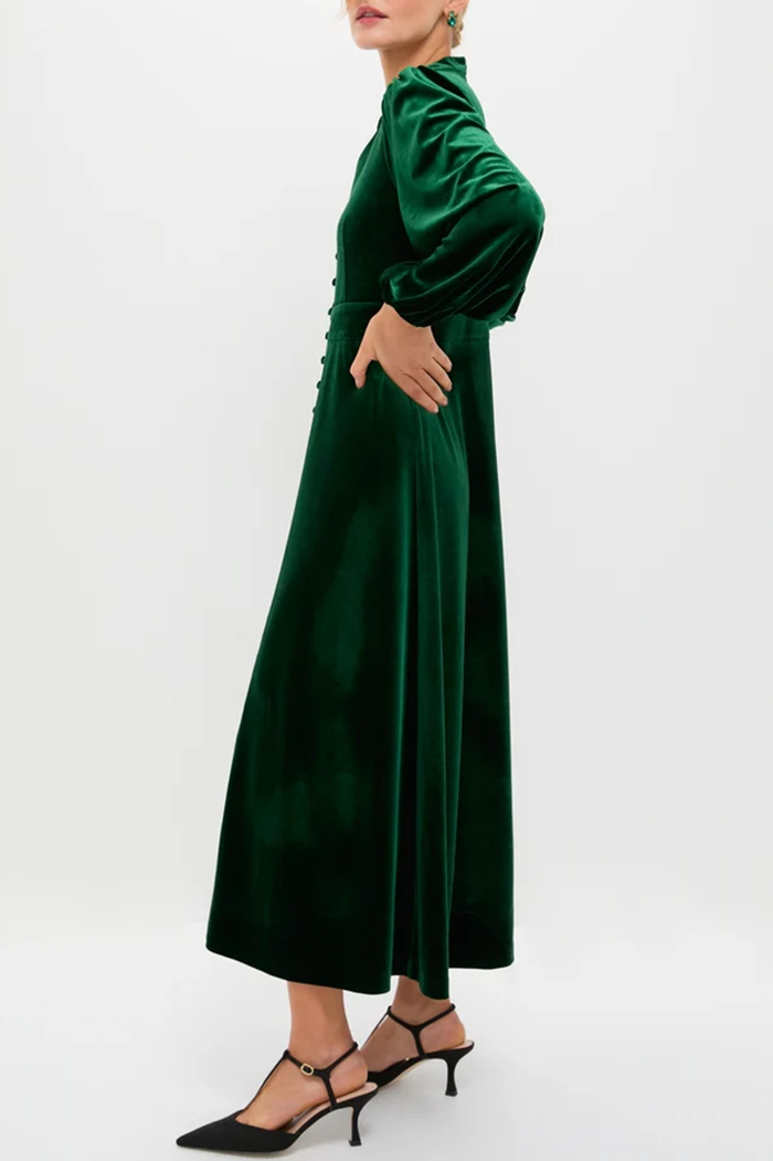 Casual Velvet Button Dress