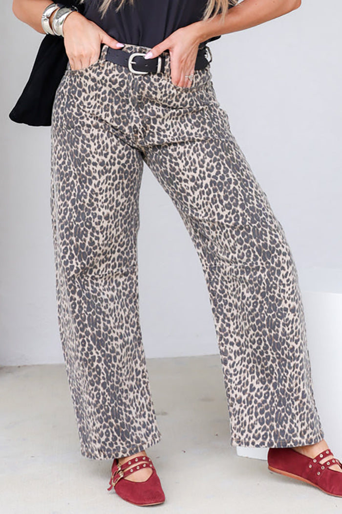 Denim Leopard Barrel Jean