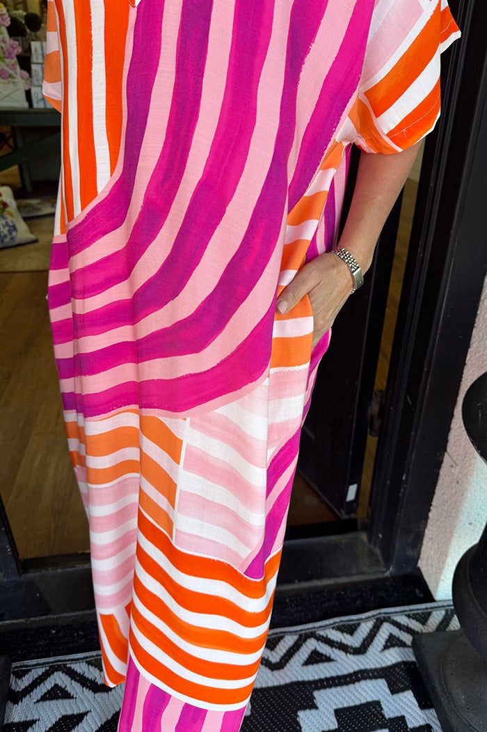 Colorful Striped Pocketed Dress