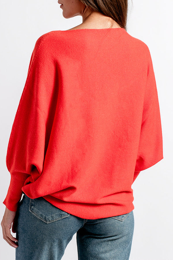 Solid Color Bat Sleeved Sweater