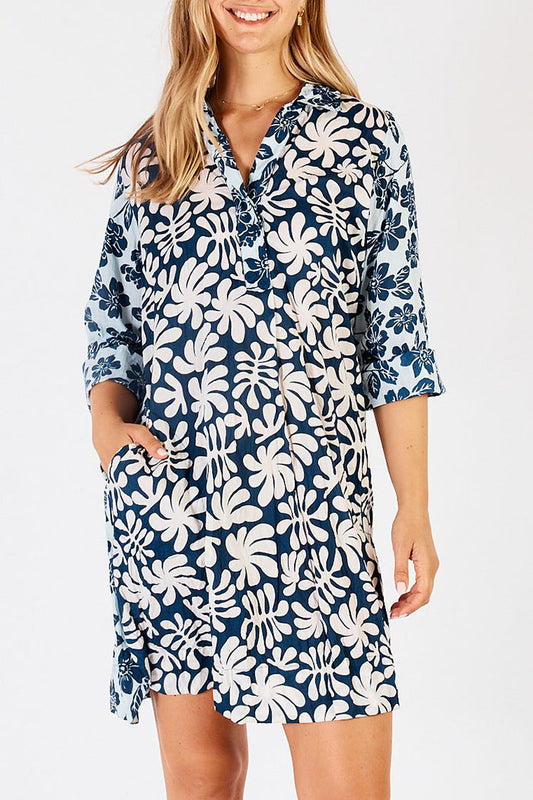 Floral Pocket 3/4 Sleeve Dress