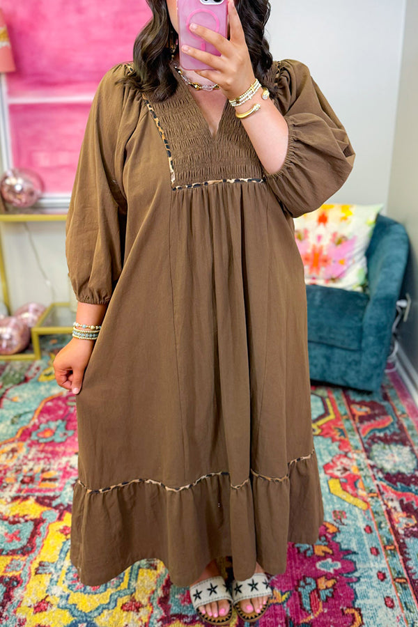 Leopard Patchwork Ruffles Hem Dress