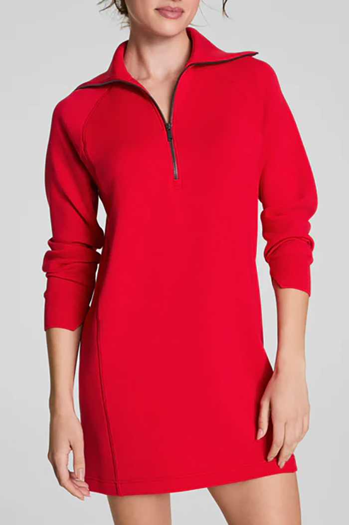 Casual Solid Color Zipper Dress