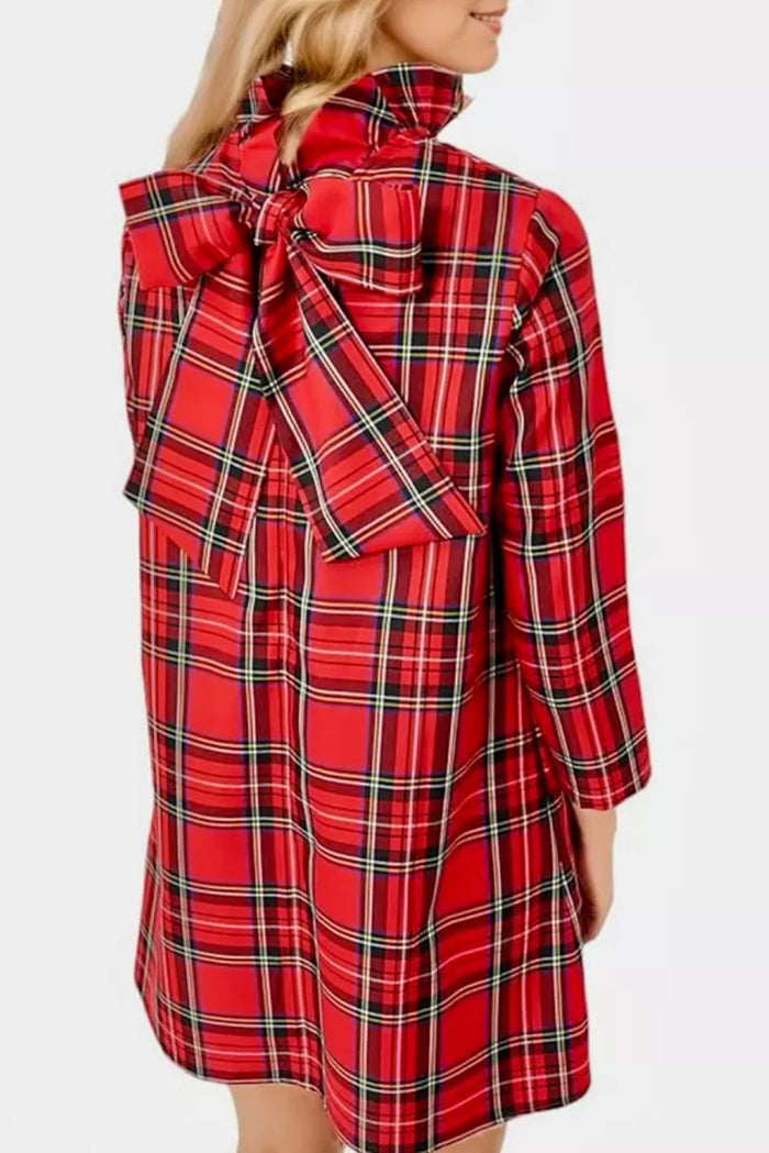 Ruffle-Collar Plaid Mini Dress