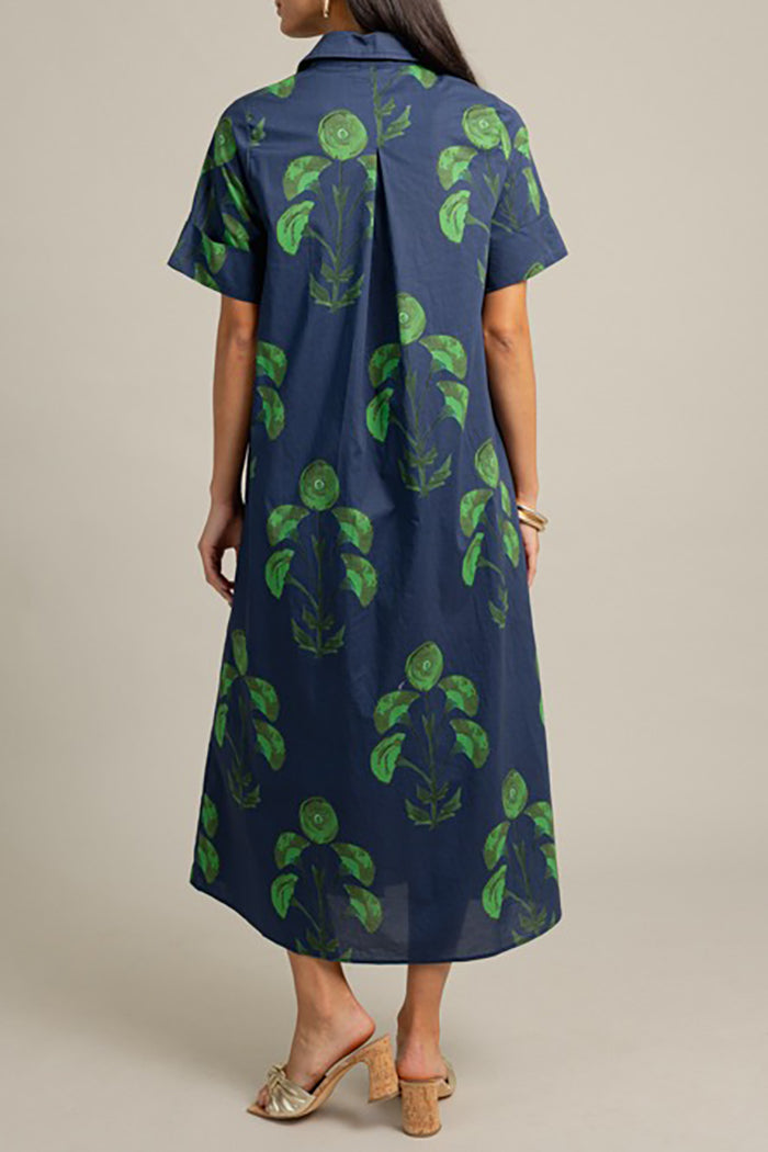 Casual Floral Maxi Shirt Dress