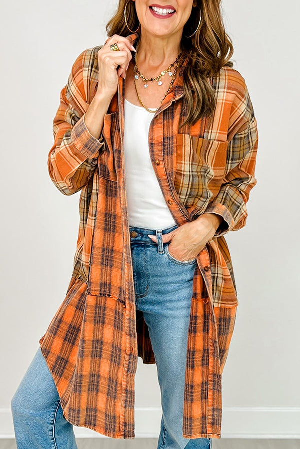 Plaid Knit Button Down Collared Dress