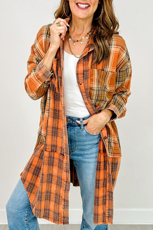 Plaid Knit Button Down Collared Dress