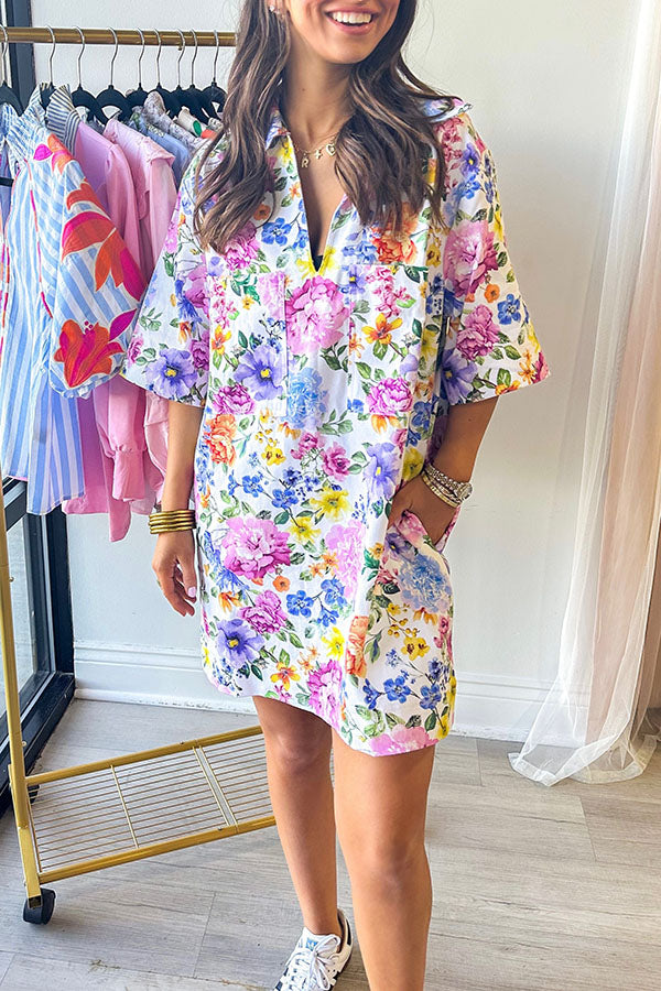 Casual Pocket Floral Dress