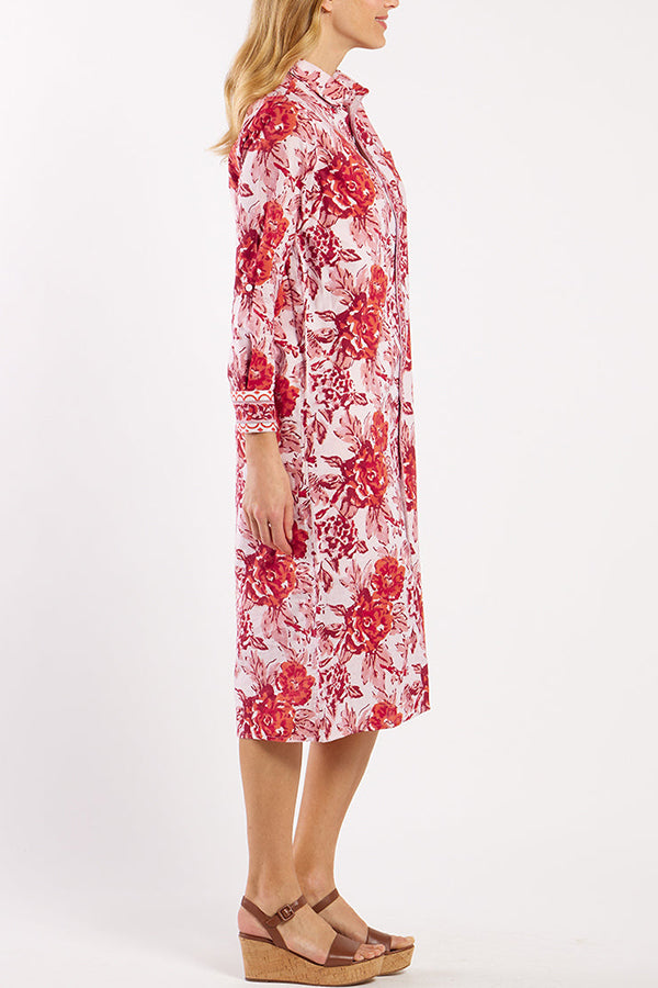 Casual Button Floral Shirt Dress