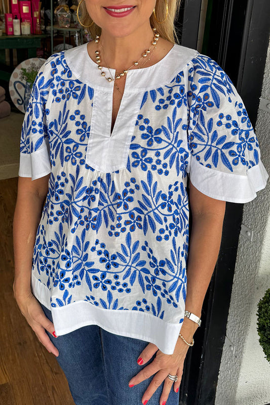 Casual Floral Print Pullover Top