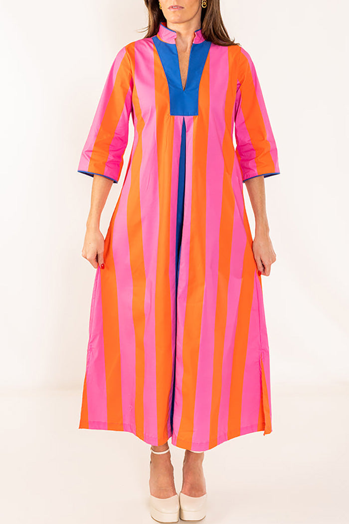 Bold Stripe Half-Sleeve Caftan