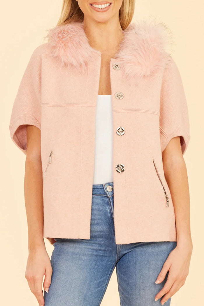 Faux Fur Trim Cardigan