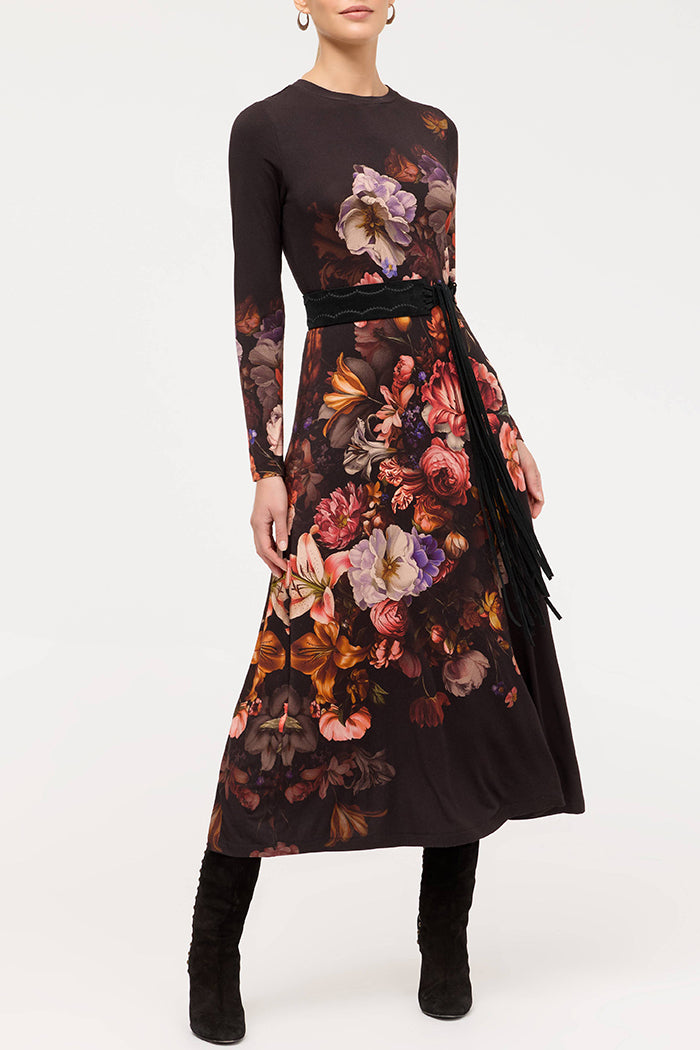 Floral Print A-Line Midi Dress