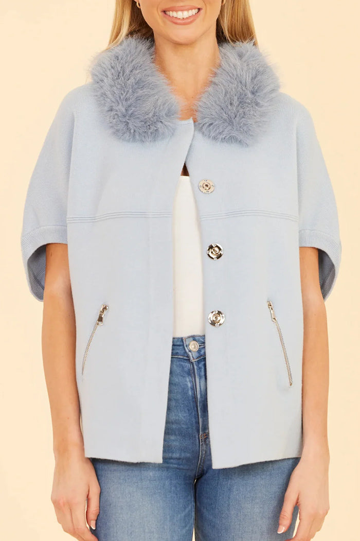 Faux Fur Trim Cardigan