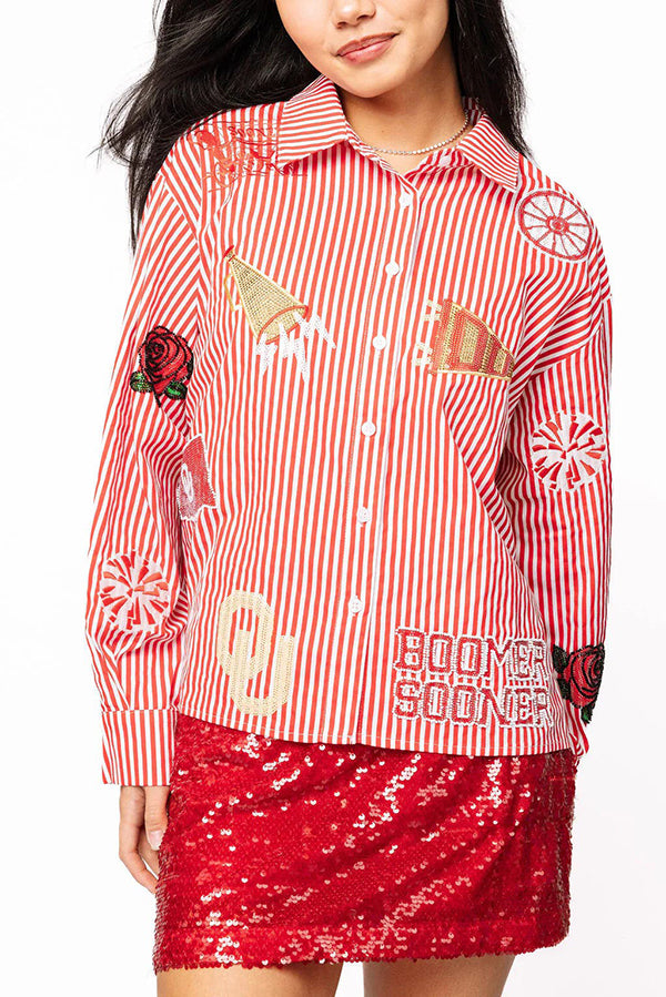 Mini Icon Embellishments Stripes Top