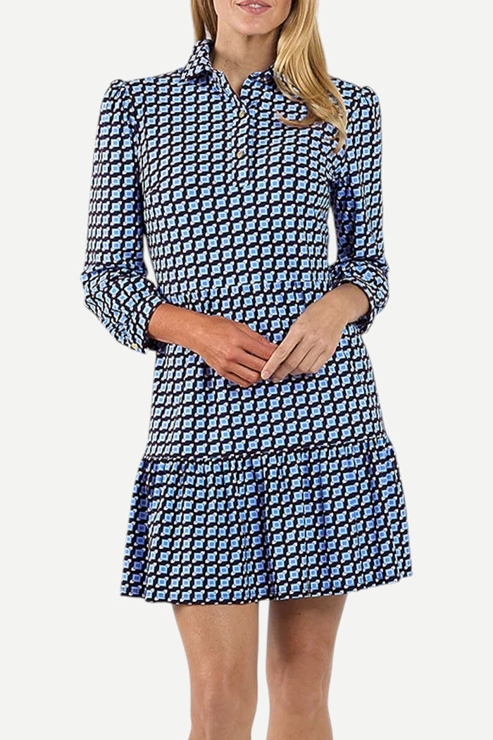Square Dot Print Ruffle Hem Dress
