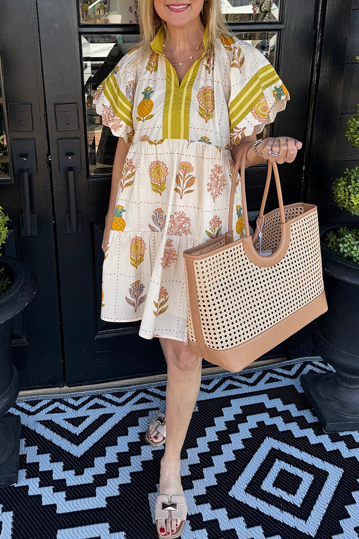 Puff Sleeve Printed Dress