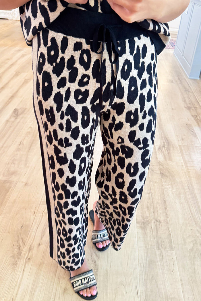 Casual Leopard Knitted Two-Piece Suit