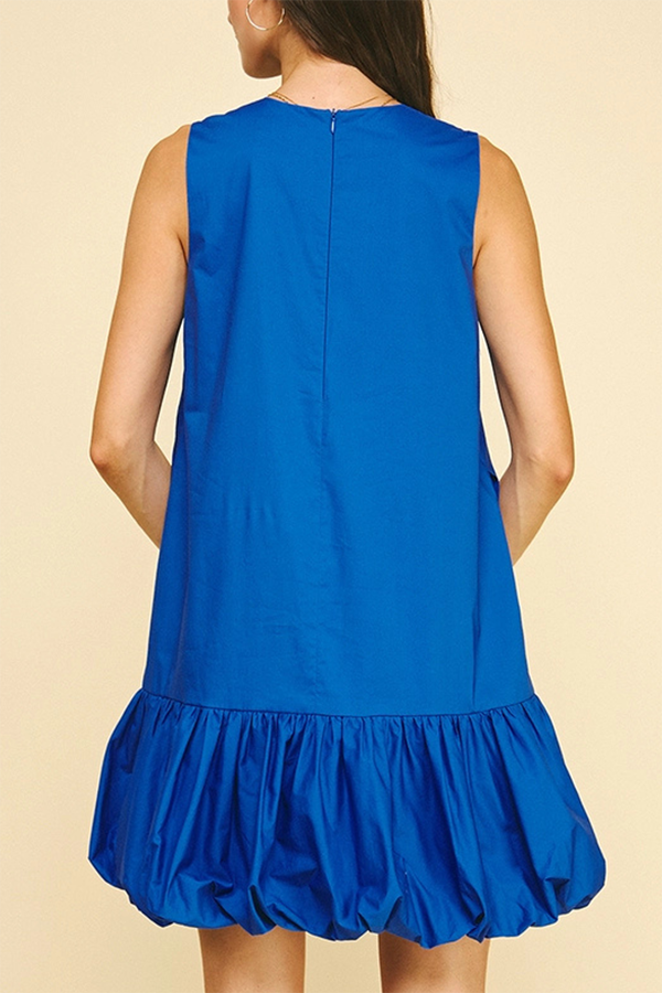 Casual Solid Colors Bubble Hem Dress