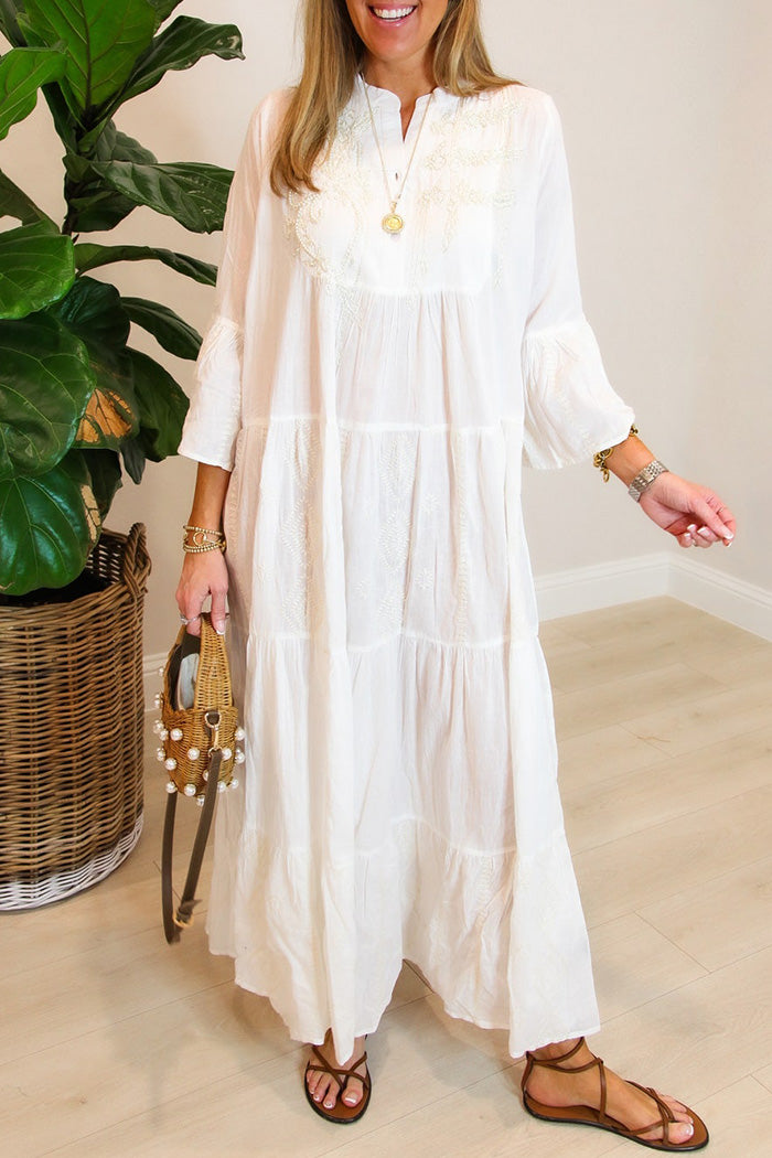 3/4 Sleeve Tiered Maxi Dress