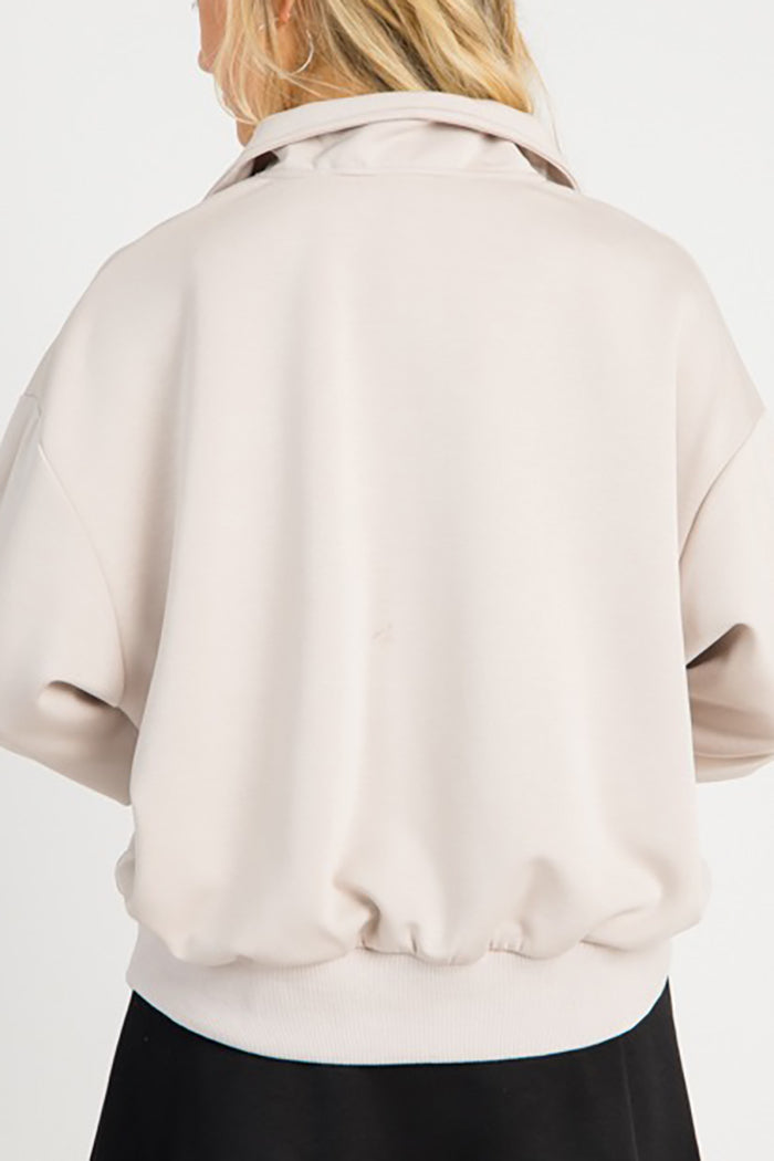 Solid Color Quarter Zip Pullover