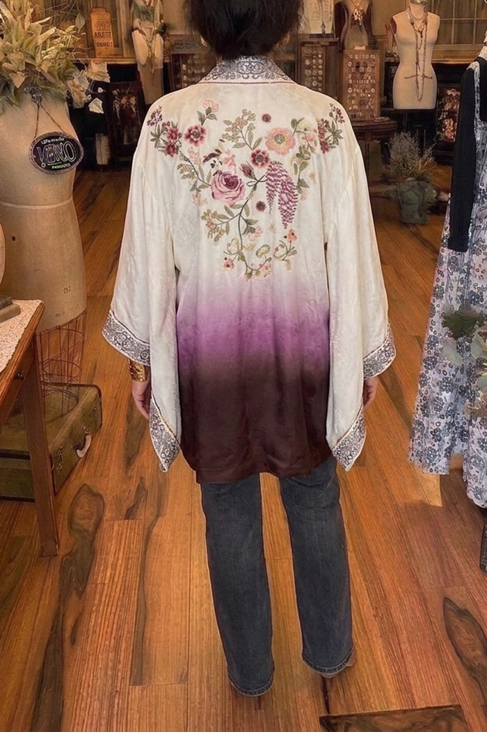 Reversible Embroidered Long Sleeve Kimono