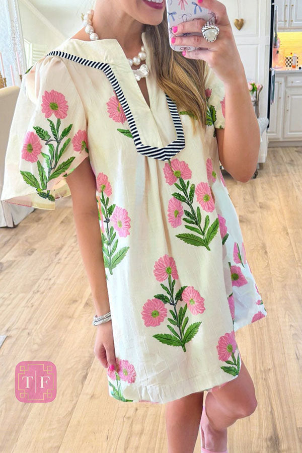 Casual Floral Pocket Dress