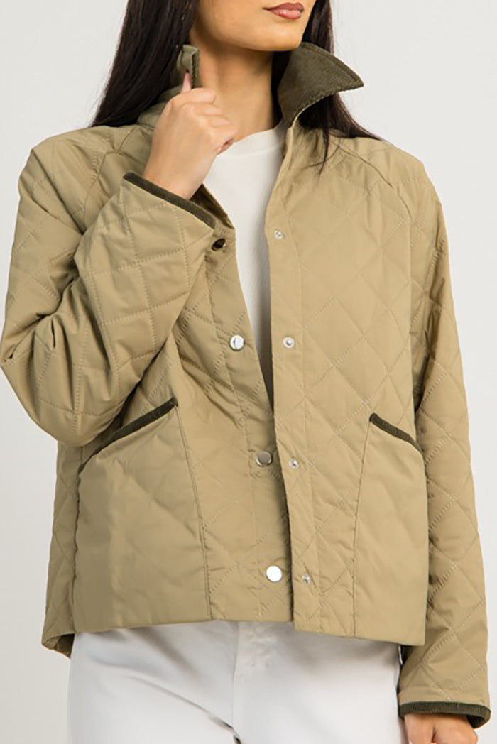 Buttoned Pocket Quilted Jacket