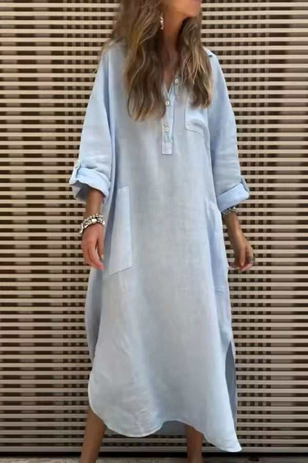 Casual Solid Color Pocket Dress