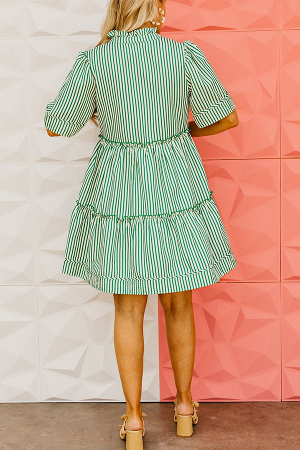 Casual Striped Tiered Dress