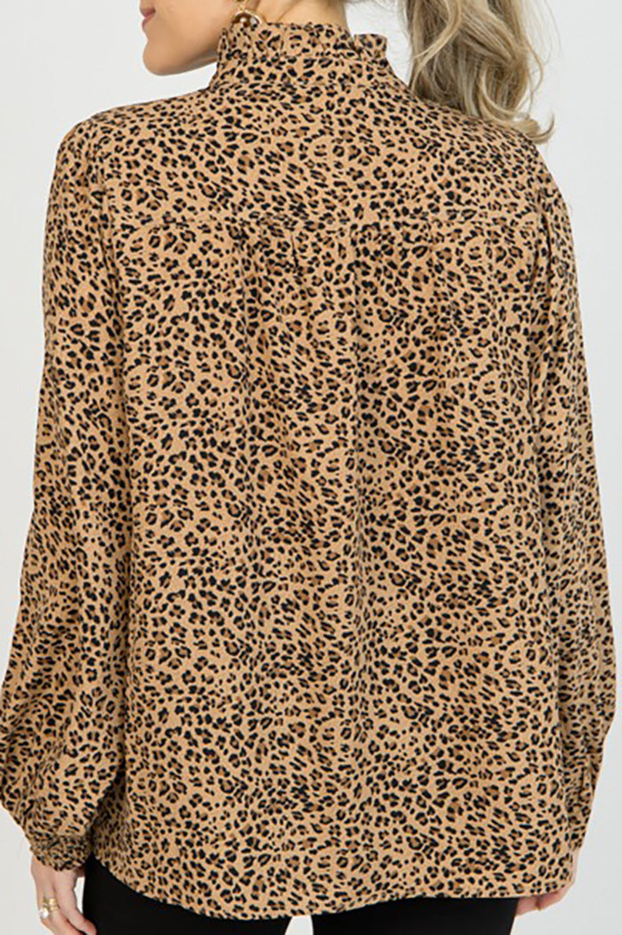 Leopard Print Half Placket Top