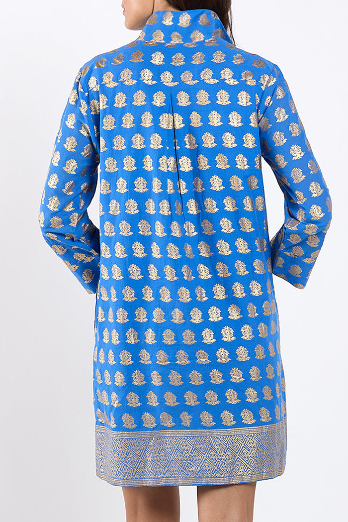 Printed 3/4 Sleeve Mini Shirt Dress