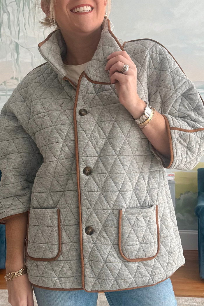 Trim Quilted Pocket Jacket