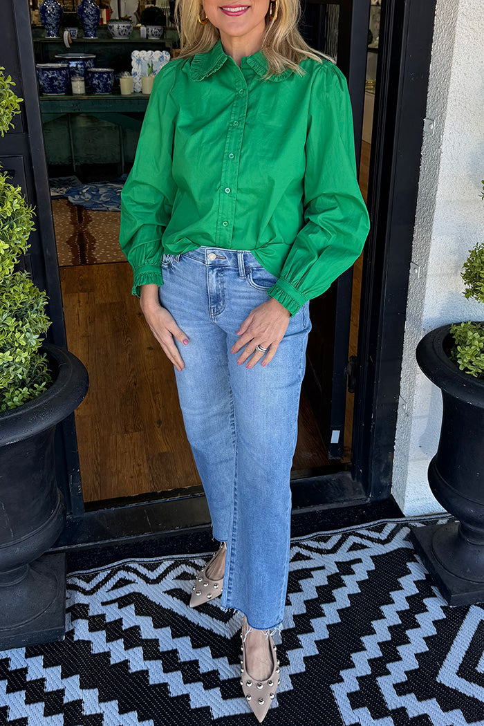 Ruffle Collar Puff Sleeve Top