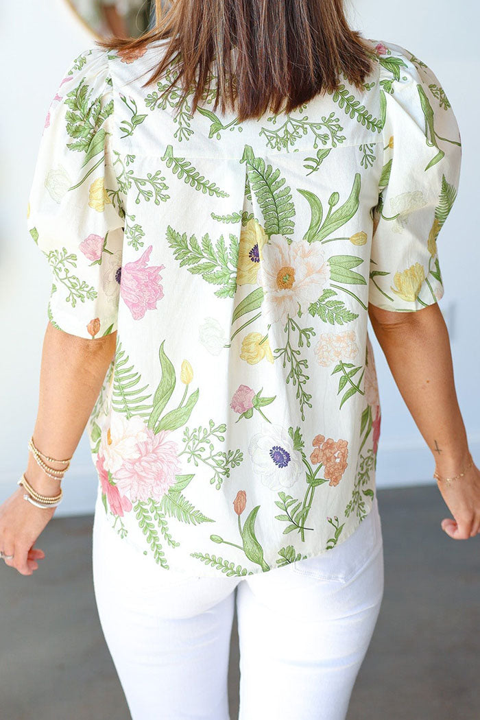 Ruffle Collar Floral Top