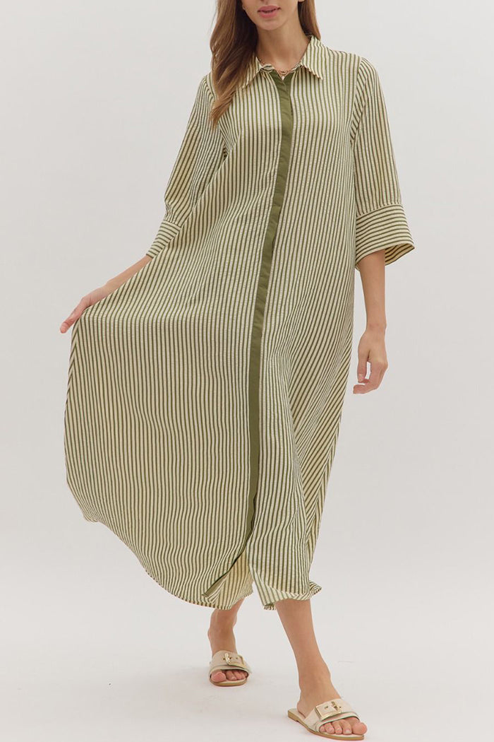 Casual Vertical Striped Dress