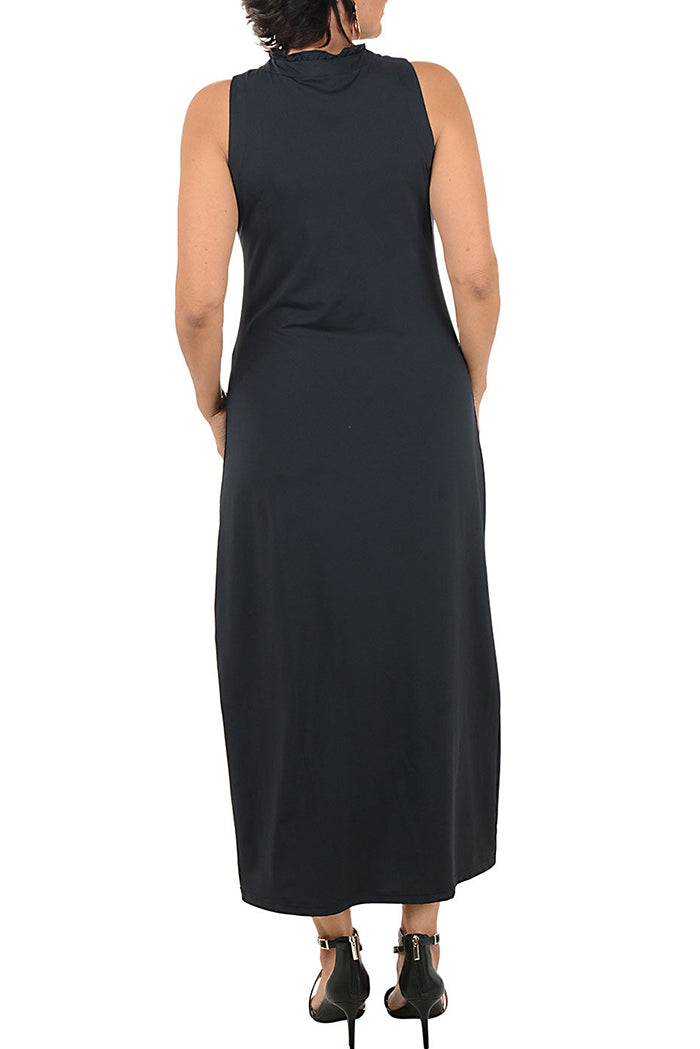 Scallop Edge Sleeveless Maxi Dress