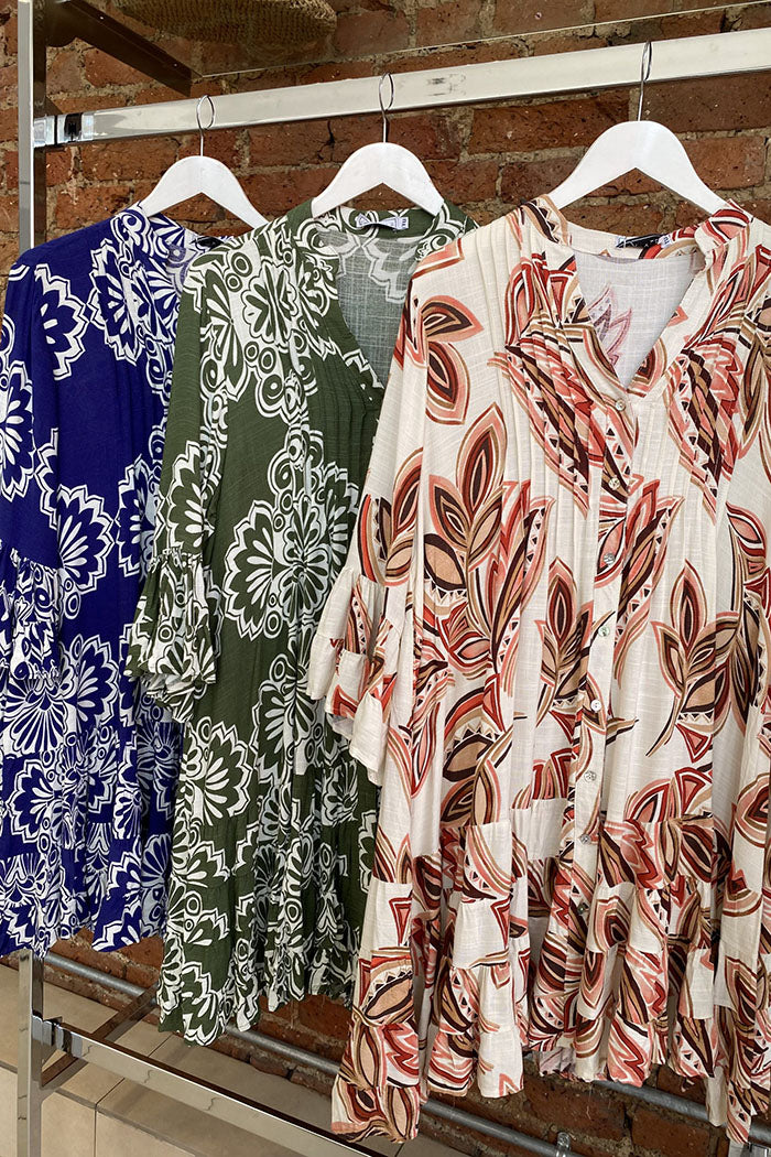 Flared Sleeve Ruffles Dress