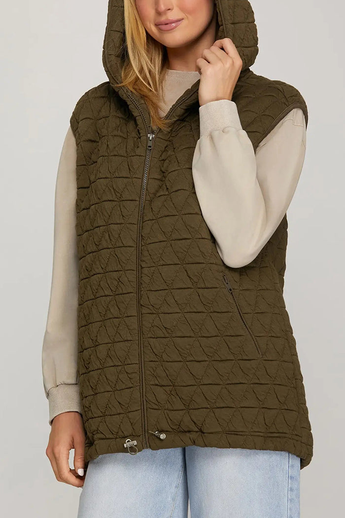 Zip Up Hooded Quilt Vest