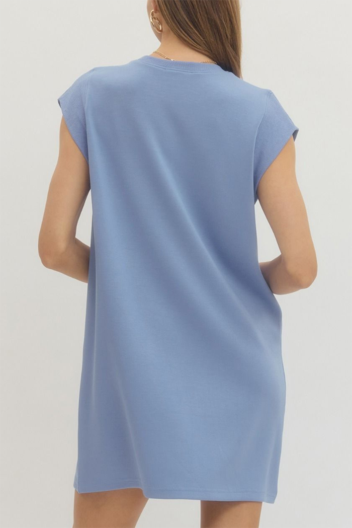Casual Cap Sleeve Shift Dress