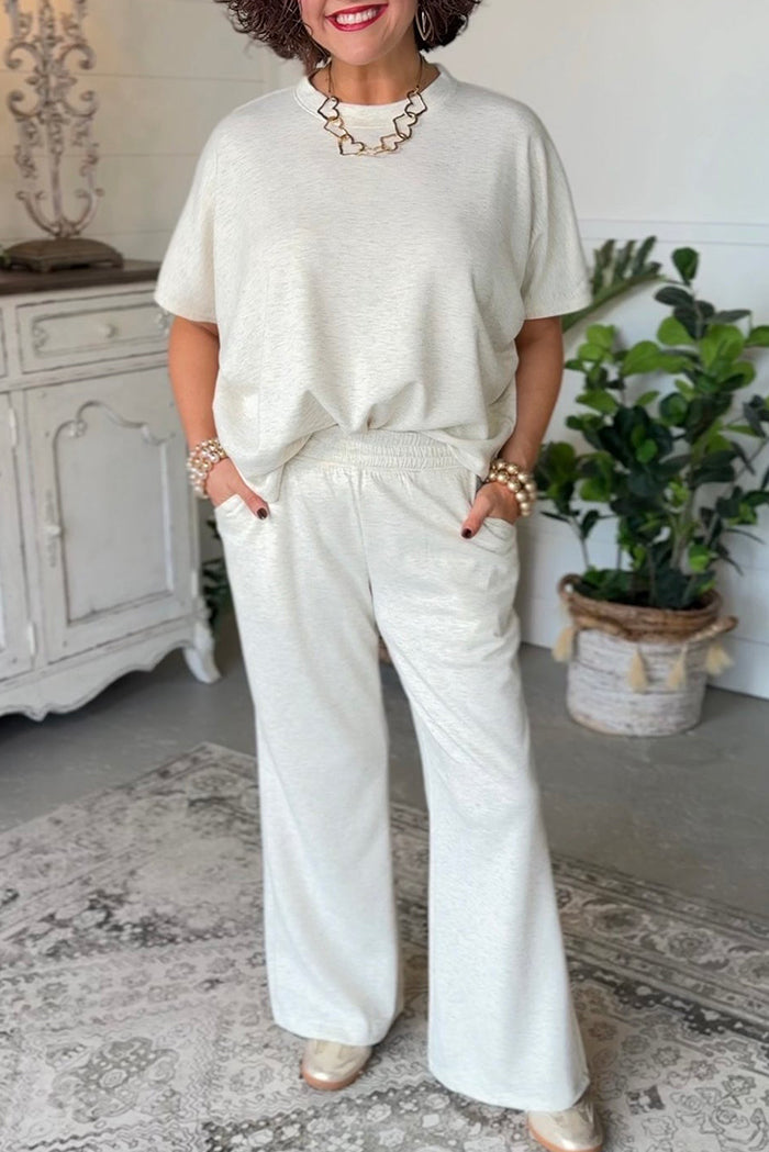 Casual Short Sleeve Top & Wide Leg Pants Two Piece Set
