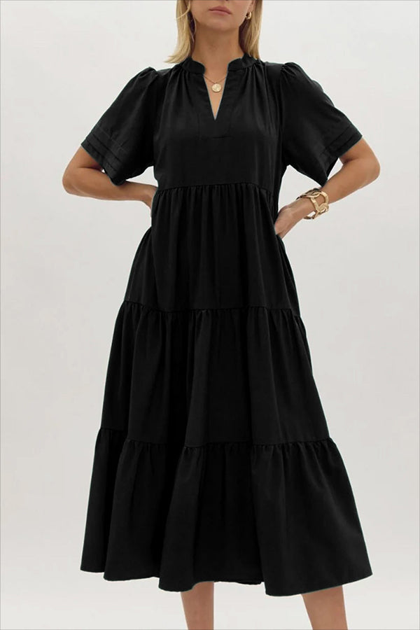 Solid Color Ruffled Dress