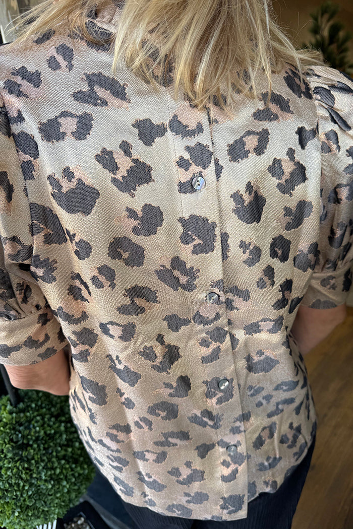 Cheetah Print Puff Sleeve Top