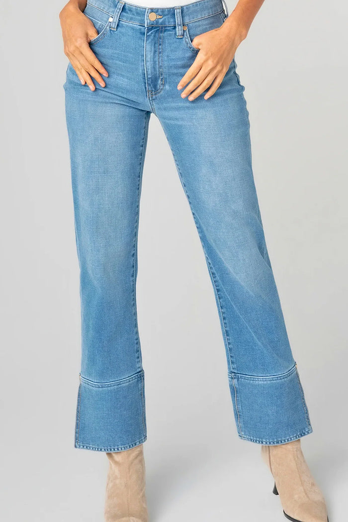 Cuff Hem Straight Leg Jeans