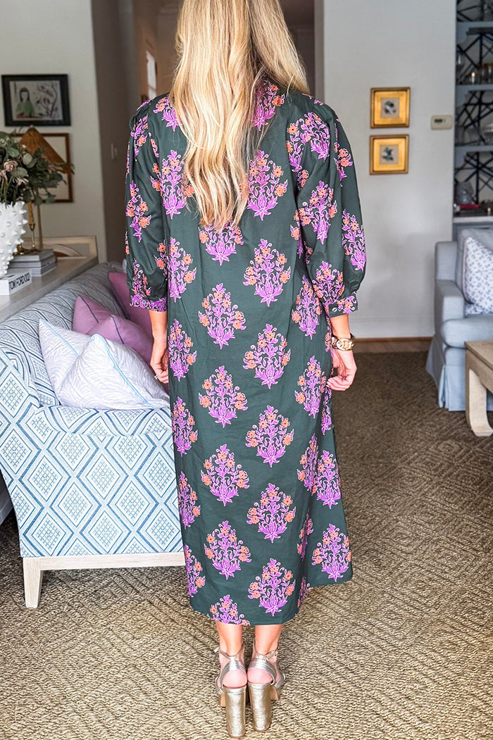 Ruffles Collar Floral Maxi Dress