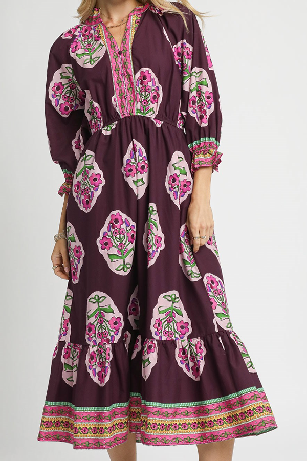 Ruffles Sleeve Floral Dress