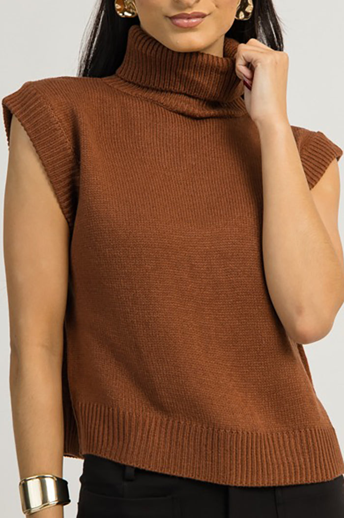 Casual Turtleneck Sleeveless Sweater